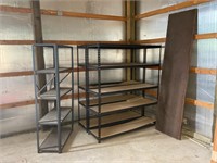 Three metal racks and wooden work table top