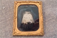 Antique Ambrotype of Little Girl in Fur Jacket.