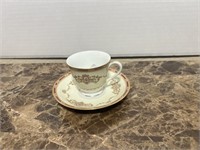 NORITAKI RED LABLE TEA CUP & SAUCER GOLD GUILDING