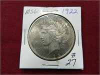 1922 Peace Silver Dollar - MS60