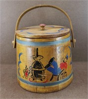 Vintage Folk Art Painted Sugar Bucket