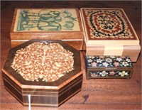 (2) inlaid musical dresser top jewelry boxes