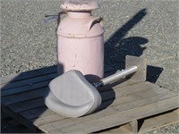 Vintage Pink Milk Can and Boat Seat