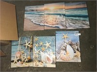 (6) Canvas Beach Paintings