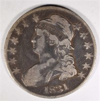 1831 CAPPED BUST HALF DOLLAR, FINE few scratches