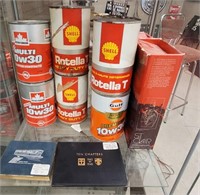 OIL CANS LOT SHELL GULF PETRO CAN