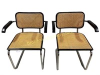 Pair Cesca Style Cantilevered Arm Chairs