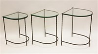 3 Italian Brass Bamboo Form D-shape Nesting Tables