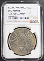 1902MO SILVER AM MEXICO PESO NGC UNC DETAILS