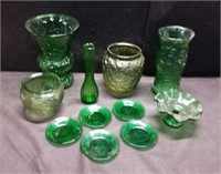 ESTATE LOT OF GREEN GLASSWARE