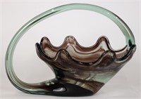 VTG Handblown Murano Glass Swan Basket