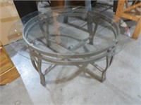 WROUGHT IRON BASED ROUND GLASS TABLE