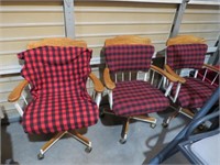 3 PADDED ROLLING DINETTE CHAIRS