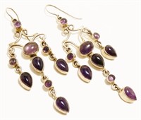 3" Amethyst 925 Silver Chandelier Earrings 16g