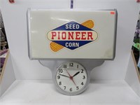 Pioneer Seed Corn lite up clock, working, 21" sq