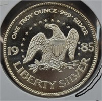 1985 1oz .999 Silver Liberty Round