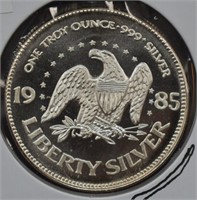 1985 1oz .999 Silver Liberty Round