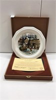 General store collectible plate in wood box