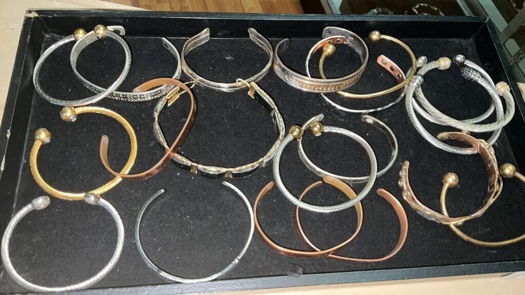 20 Pc. Cuff Bracelets, Copper, Stainless, Brass