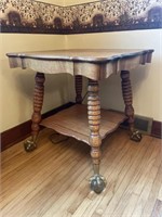 Square claw & ball parlor table 28” high 26”