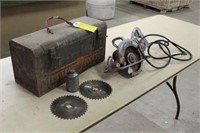 Metal Tool Box w/Skil Saw, Works Per Seller