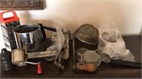 Vintage kitchen gadgets, sifter, grader etc
