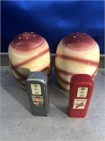 TEXACO GAS PUMPS SALT AND PEPPER SHAKERS AND 2