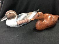 (2) Contemporary Carved Wood Duck Decoys