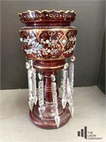 Victorian Ruby Glass Lustre Vase