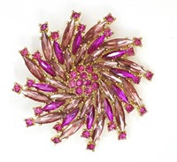 Vintage Sherman-Style Fuchsia Pink Pinwheel Brooch