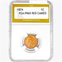 1874 Indian Head Cent PGA PR65 RED Cameo