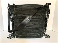 Elliott Lucca Woven Leather Bag w/ Fringe,