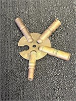 Brass clock winding key, missing one prong