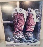 LG VTG Print of Spurred Cowboy Boots