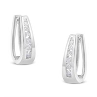 14k White Gold Round .25ct Diamond Hoop Earrings