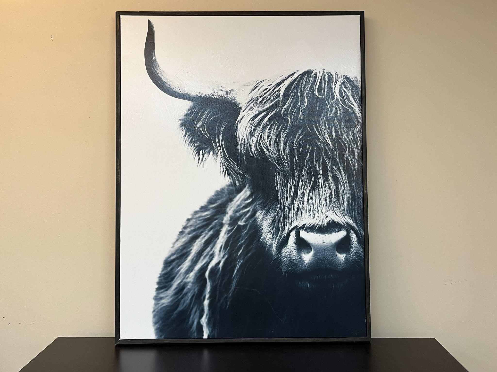 Framed Art Print on Canvas of Highland Cow