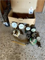 Box of Oxygen Gauges & Other Gas Gauges