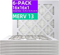 16x16x1 MERV 13 (6-Pack) Pleated Air Filter