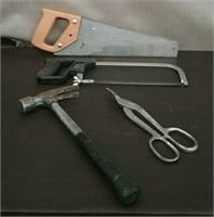 Box-Tin Snips, Hammer, Hand Saw, & Hacksaw