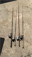 4 Fishing Rod And Reels Zebco 733 22 and 404 Ugly