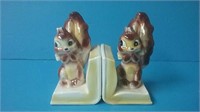 Vintage Porcelain Squirrel Bookends