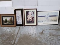 4 large framed art pieces