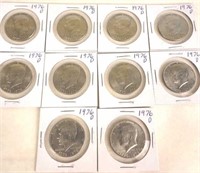10 - 1976 D Kennedy Half Dollars