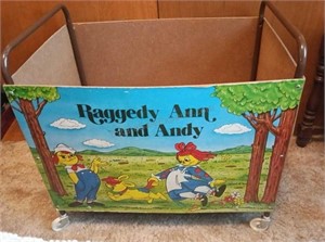 Vintage Raggedy Ann and Andy Wheeled Cart