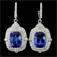 18K Gold Tanzanite and Diamond Earrings