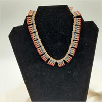 Vintage 14" Enameled Metal Egyptian Style Necklace