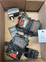 B & D 2 20 Volt Batteries and Chargers