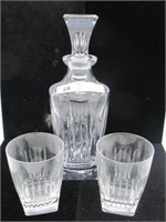 SET OF 3 PC WATERFORD DECANTER/ GLASSES SMALL CHIP