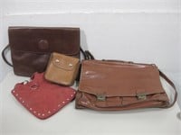 Assorted Leather Bag Items Largest 16"x 13"x 2"