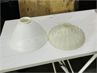 pair of vintage glass lamps shades